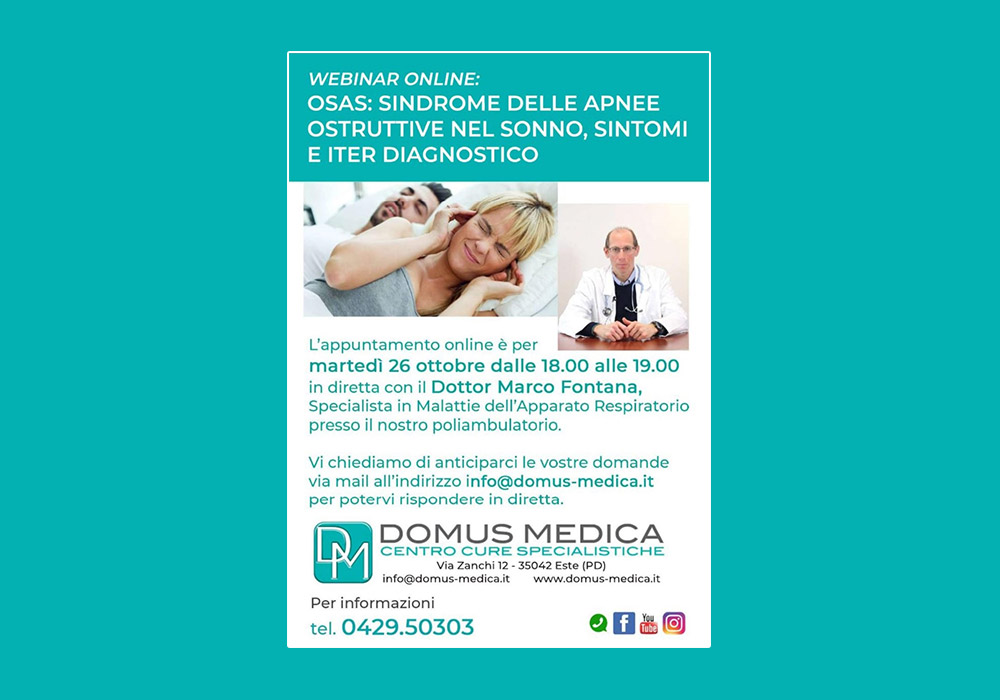 Webinar Online "OSAS: Sindrome delle Apnee Ostruttive nel Sonno, Sintomi e Iter Diagnostico"